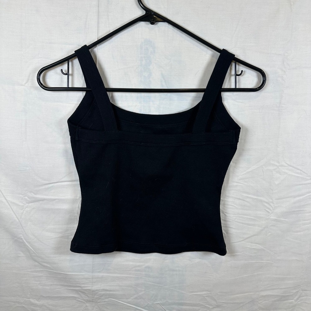 White Fox Cherry Logo Ribbed Crop Tank Top Black Size Small - Picture 5 of 7